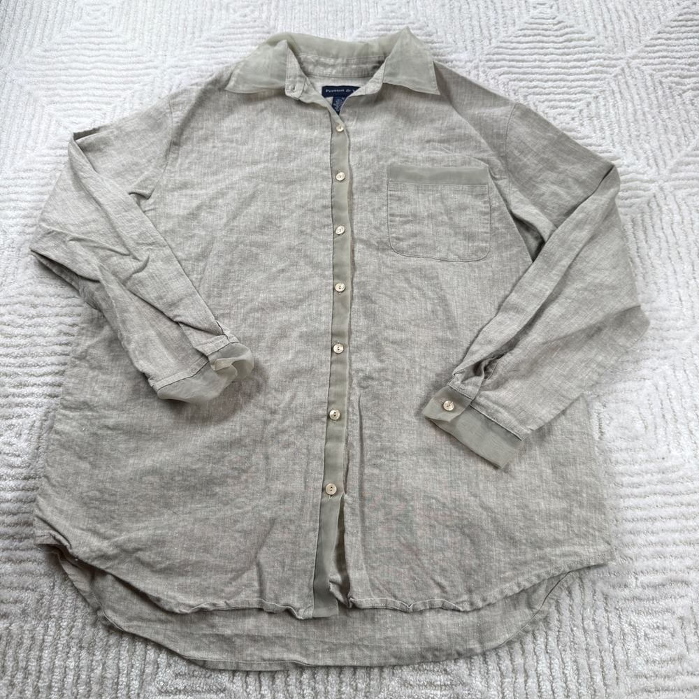 Preston & York Light Sage Green Linen Button-Down Shirt